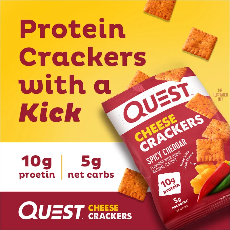 Quest Spicy Cheddar and Cheddar Blast flavored crackers