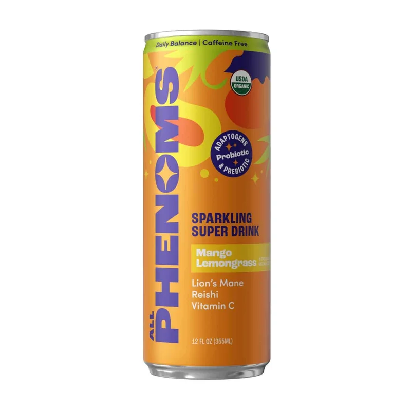 Organic Sparkling Super Drink, Mango Lemongrass, 12 Fl Oz