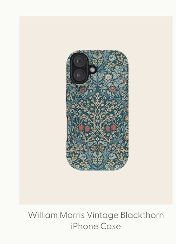 William Morris Vintage Blackthorn Indigo Blue 1892 iPhone Case