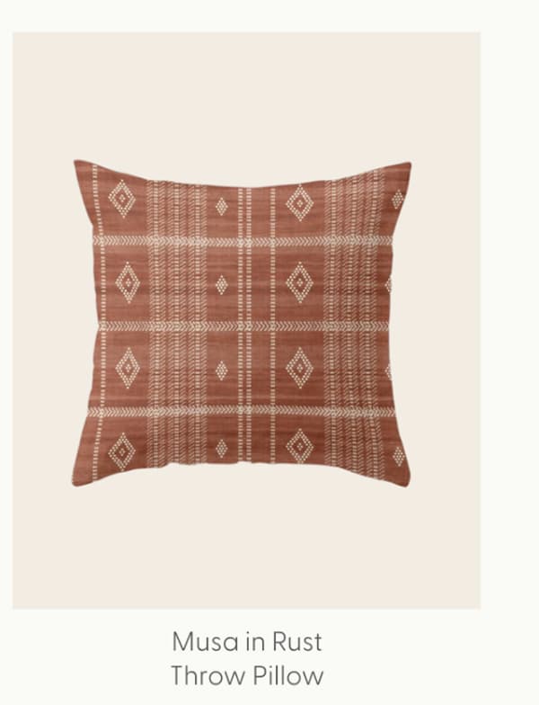 Musa in Rust Throw Pillow