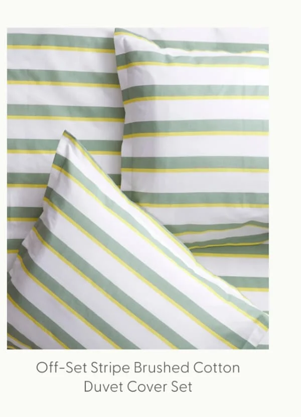 Off-Set Stripe Brushed Cotton Duvet Cover Set