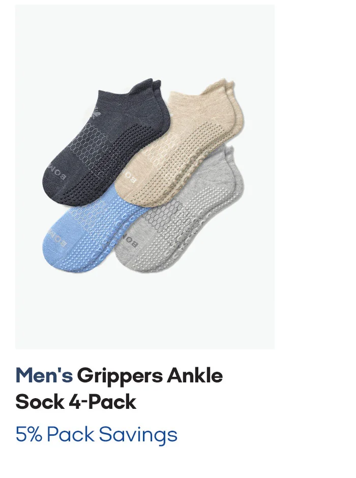 MEN'S GRIPPER ANKLE SOCK 4-PACK | 5% PACK SAVINGS