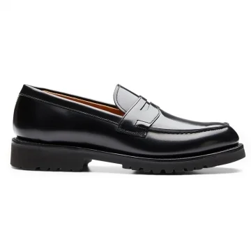Callie GV Penny Loafer in Black Bookbinder Leather