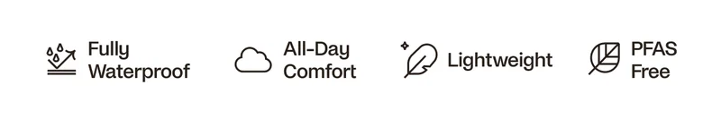 Fully Waterproof, All Day Comfort, Lightweight, PFAS Free