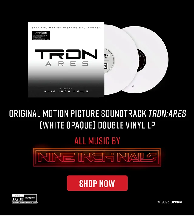 Original Motion Picture Soundtrack Tron Ares White Opaque Double Vinyl LP. All Music By Nine Inch Nails. Shop Now