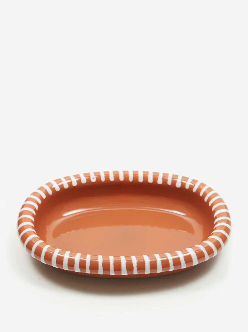 Image of HAY Barro Oval Dish - Small - Natural With Stripes