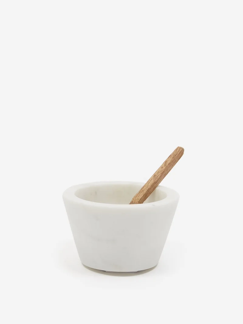 Image of Broste Copenhagen Marina Bowl With Spoon - Marble/Mango Wood