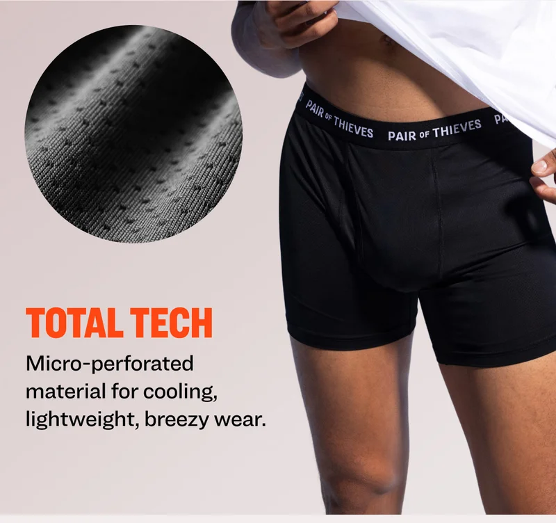 Total Tech: Micro-perforated material for cooling, lightweight, breezy wear.