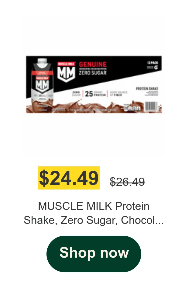 MUSCLE MILK Protein Shake, Zero Sugar, Chocol...