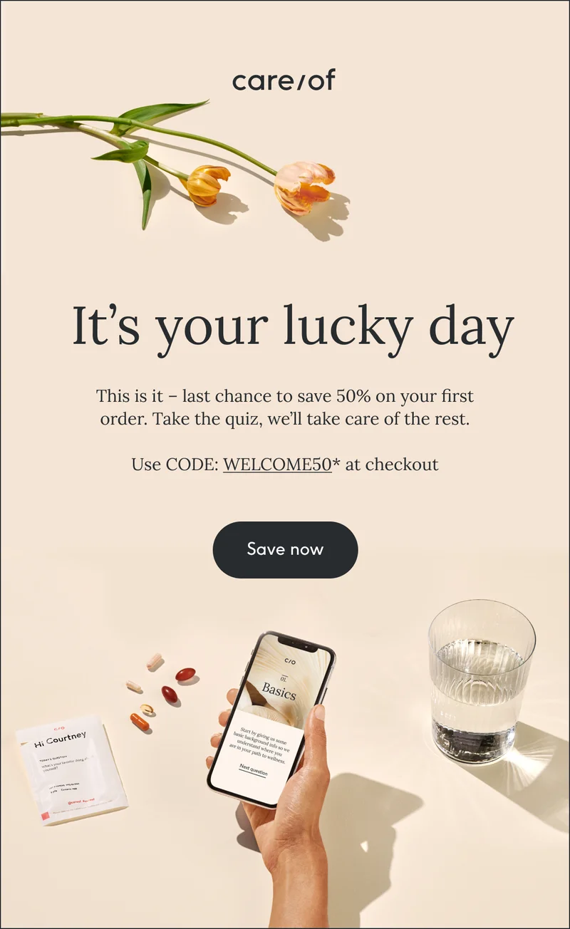 Last day to save 50% on your first order