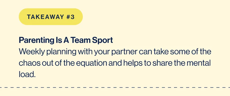 Parenting Is A Team Sport Weekly planning with your partner can take some of the chaos out of the equation and helps to share the mental load.