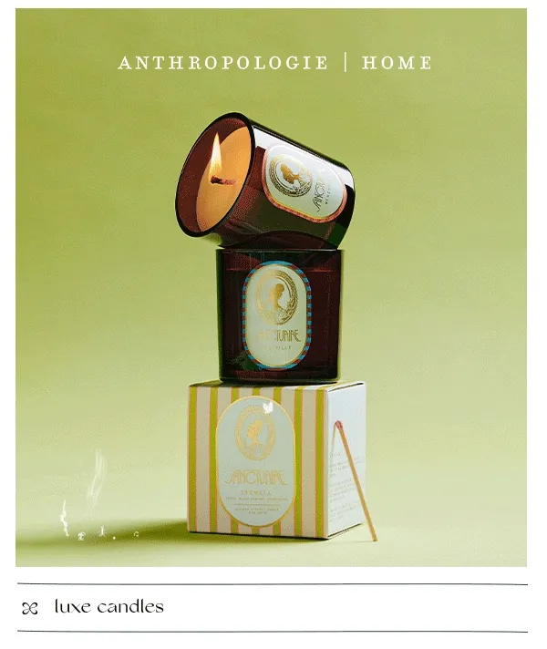 anthropologie home, luxe candles