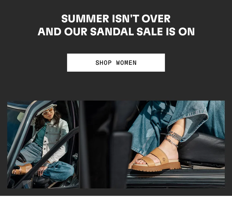 SUMMER ISN'T OVER AND OUR SANDAL SALE IS ON. SHOP WOMEN