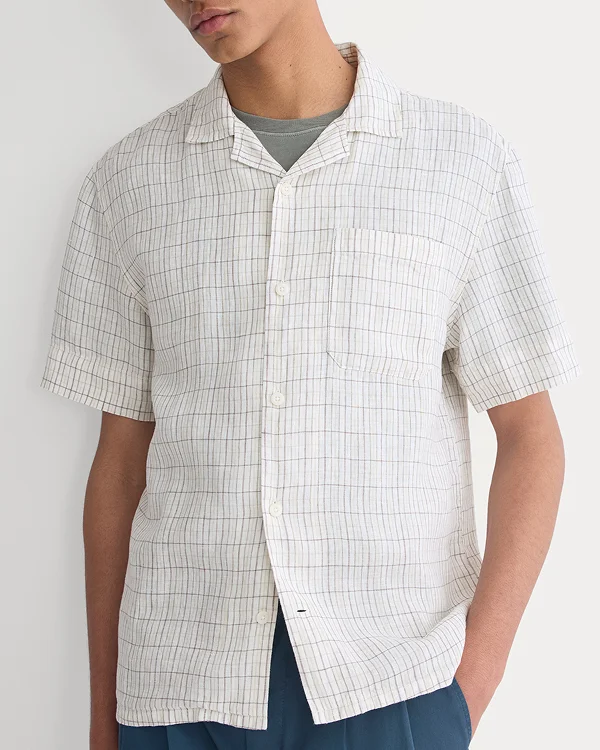 Image | Linen Resort Shirt | Bone/Plaid
