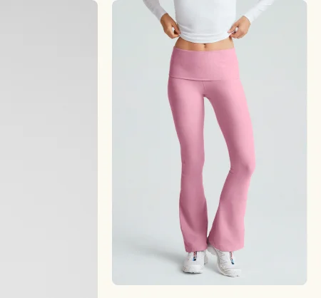 Spacedye Foldover Bootcut Pant in Pink Haze Heather