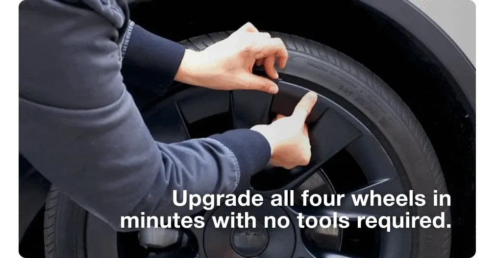 Upgrade all four wheels in minutes with no tools required.