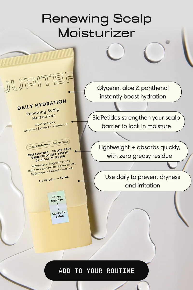 Renewing Scalp Moisturizer | Glycerin, aloe & panthenol instantly boost hydration | BioPeptides strengthen your scalp barrier to lock in moisture | Lightweight + absorbs quickly, with zero greasy residue | Use daily to prevent dryness and irritation | ADD TO YOUR ROUTINE