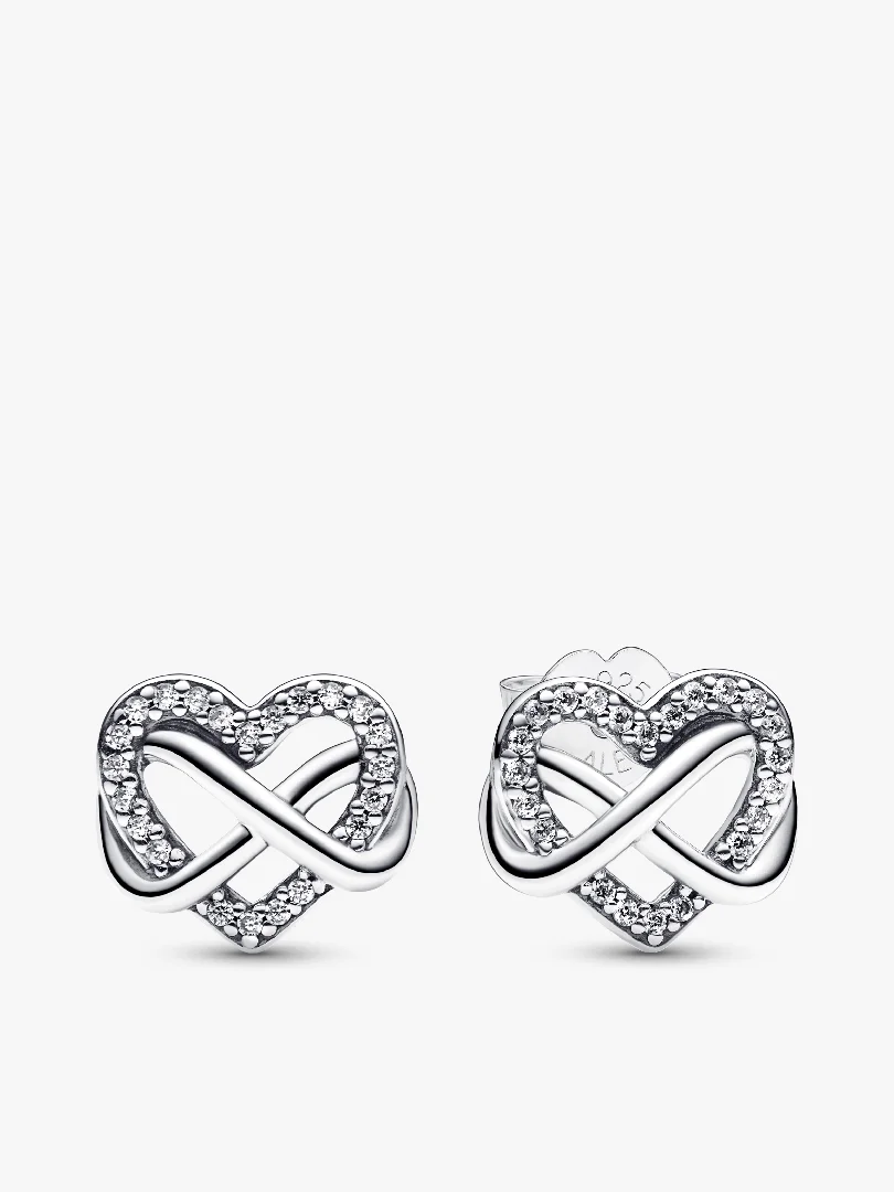 Sparkling Infinity Heart Stud Earrings