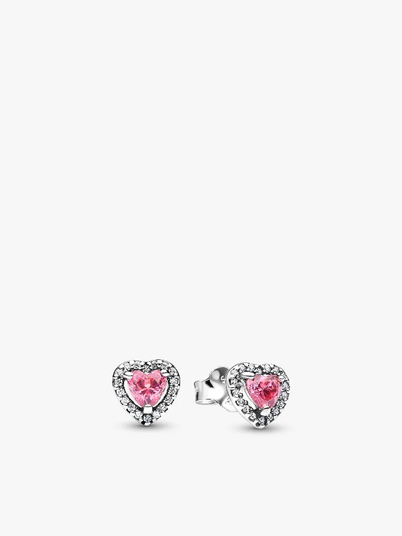 Elevated Pink Heart Stud Earrings