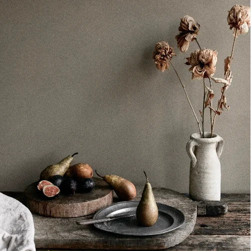 Rustic pears and dried flowers