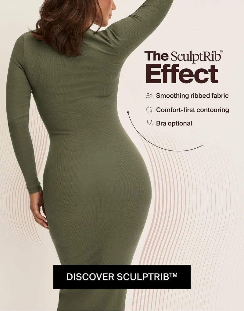 The SculptRib™ Effect. Smoothing ribbed fabric. Comfort-first contouring. Bra optional. DISCOVER SCULPTRIB™