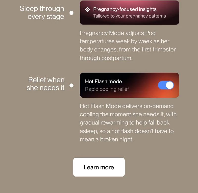 Sleep through every stage | Relief when she needs it