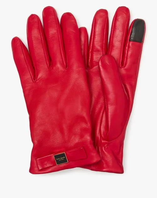 Bow Ornament Leather Gloves