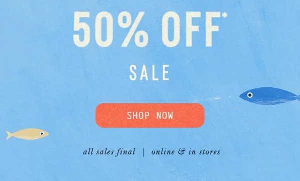 50% off sale, shop now