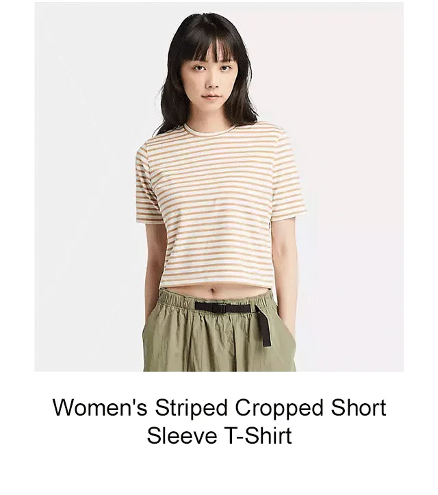 Women's Striped Cropped Short Sleeve T-shirt