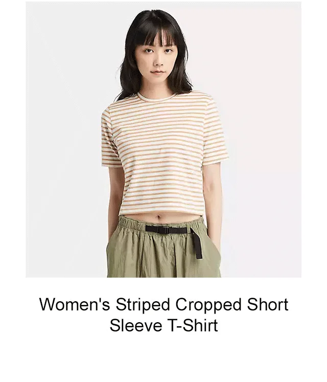 Women's Striped Cropped Short Sleeve T-shirt