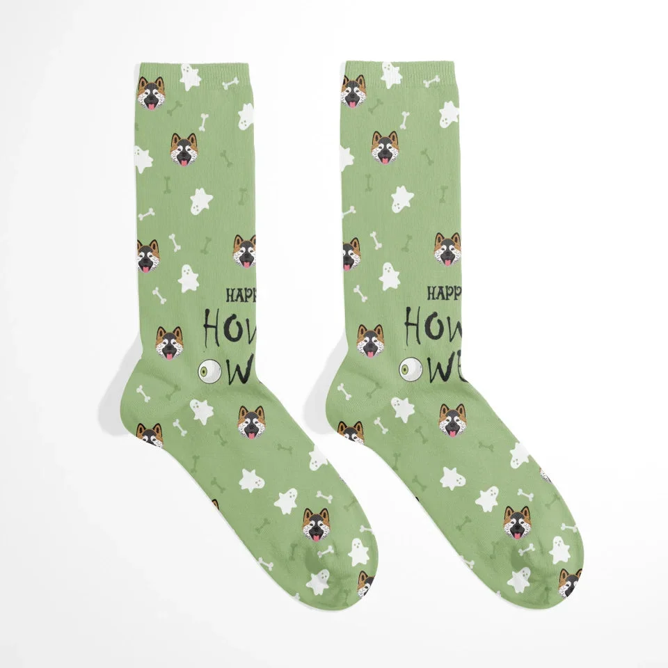 Image of Happy Howloween Socks with Custom Pet Icon