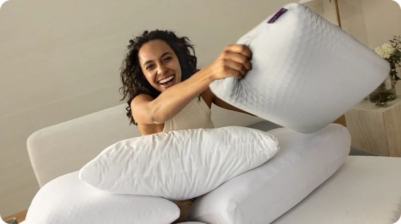 Woman with Purple pillows