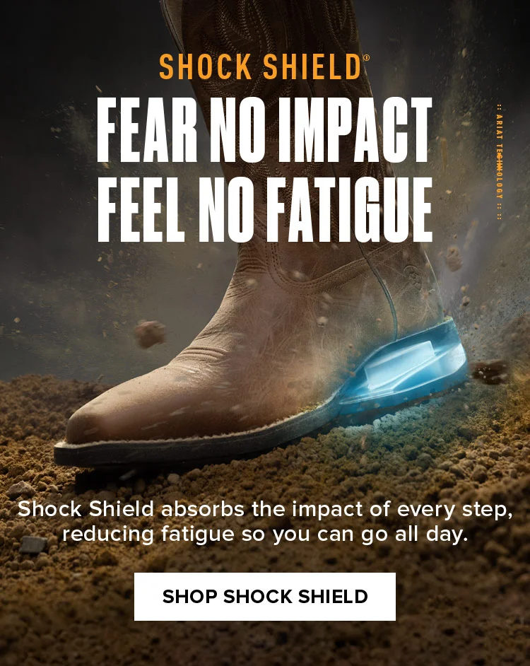 SHOCK SHIELD. FEAR NO IMPACT FEEL NO FATIGUE