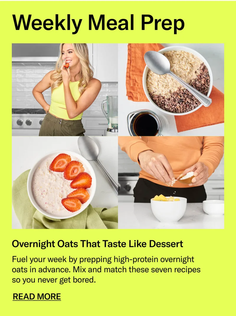 Meal Prep for Monday: Overnight Oats That Taste Like Dessert Fuel your week by prepping high-protein overnight oats in advance. Mix and match these seven recipes so you never get bored.