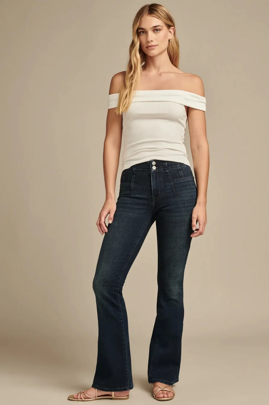 Image of Lucky Brand High Rise Stevie Flare - Women's Pants Denim Flare Flared Jeans in Peak Evermore Wash