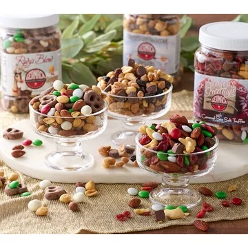 SH12/8 Germack (3) Large Jars Holiday Cheer Nut Mixes Assortment