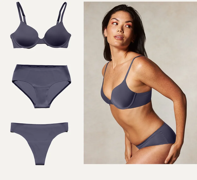 Simply Smooth T-Shirt Bra, No-Show Hiphugger, and No-Show Thong in Luna