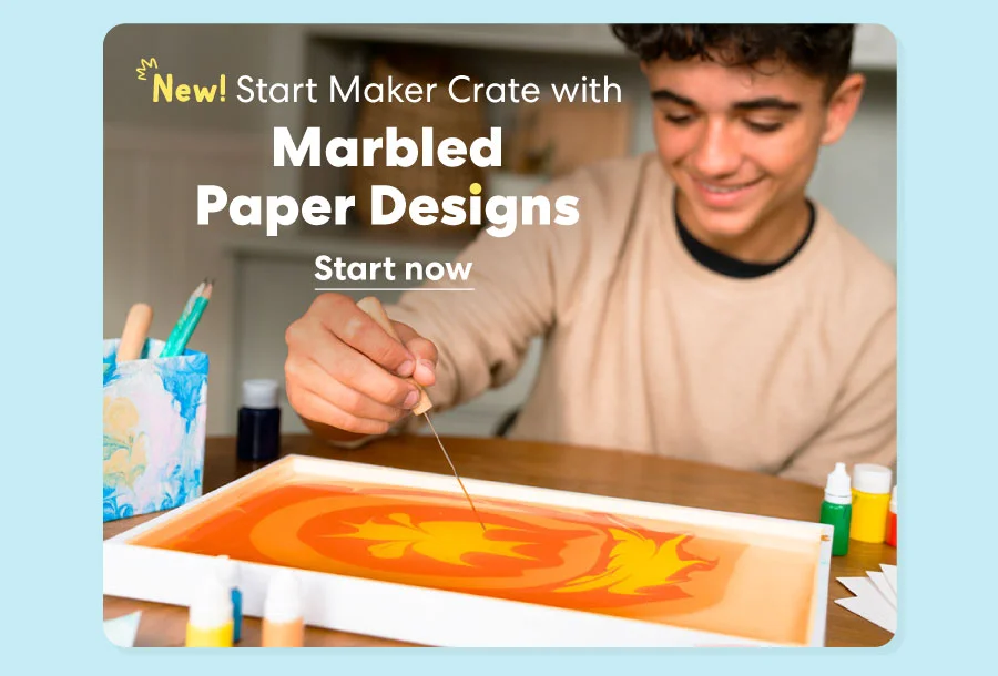 New! Start Maker Crate with Marbled Paper Designs!