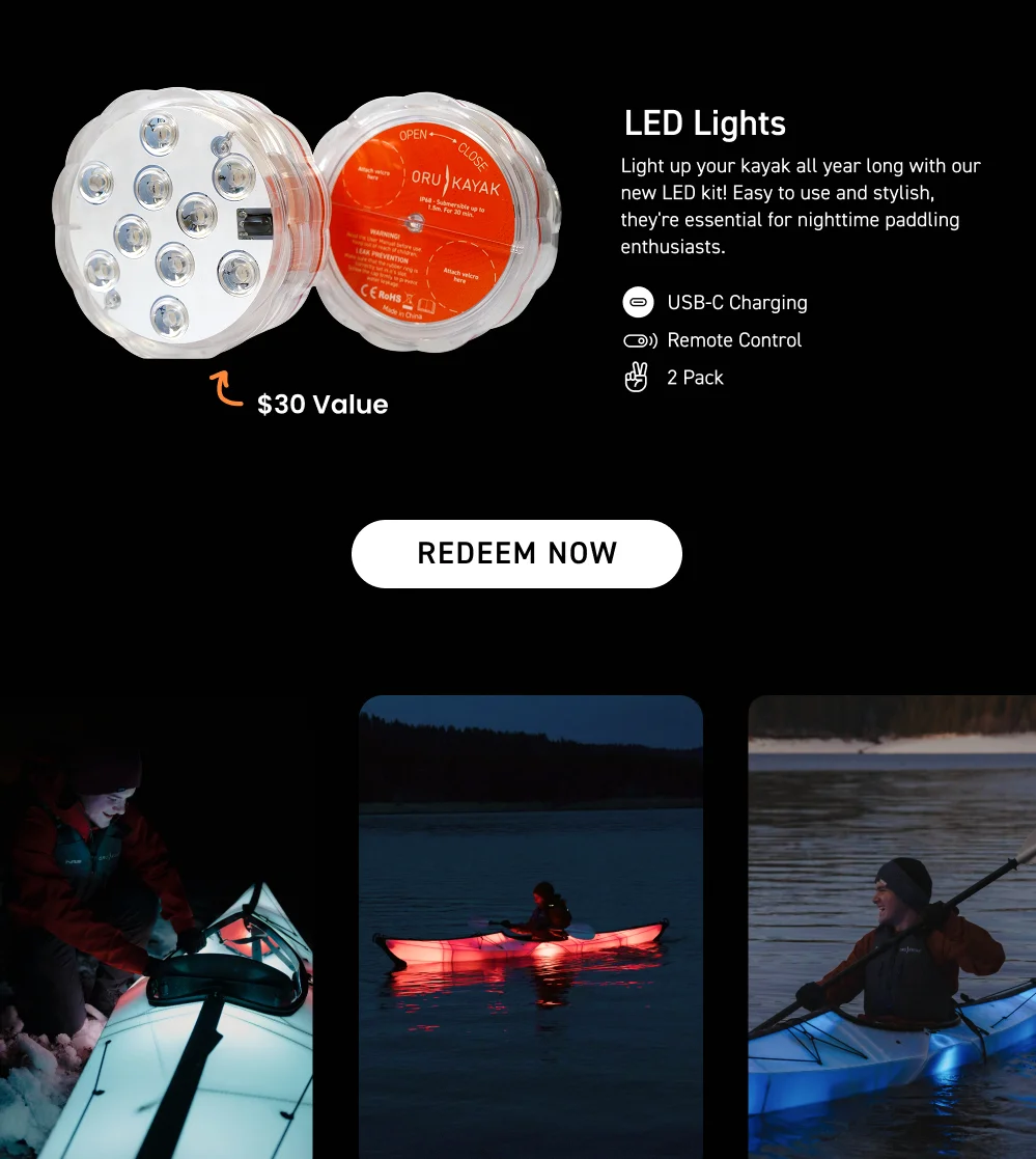 Free Led Lights with white kayak purchase. Redeem now.