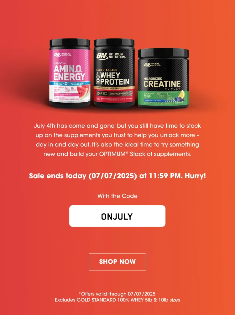 July 4th has come and gone, but you still have time to stock up on the supplements you trust to help you unlock more – day in and day out. It’s also the ideal time to try something new and build your OPTIMUM® Stack of supplements. Sale ends today (07/07/2025) at 11:59 PM. Hurry! With the Code ONJULY SHOP NOW