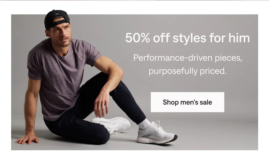 50% off styles for him