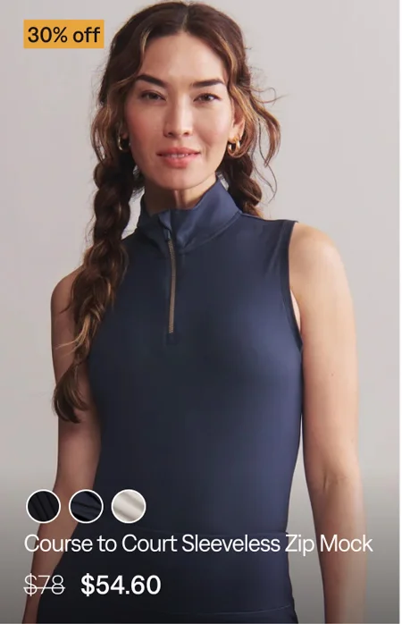 Course to Court Sleeveless Zip Mock