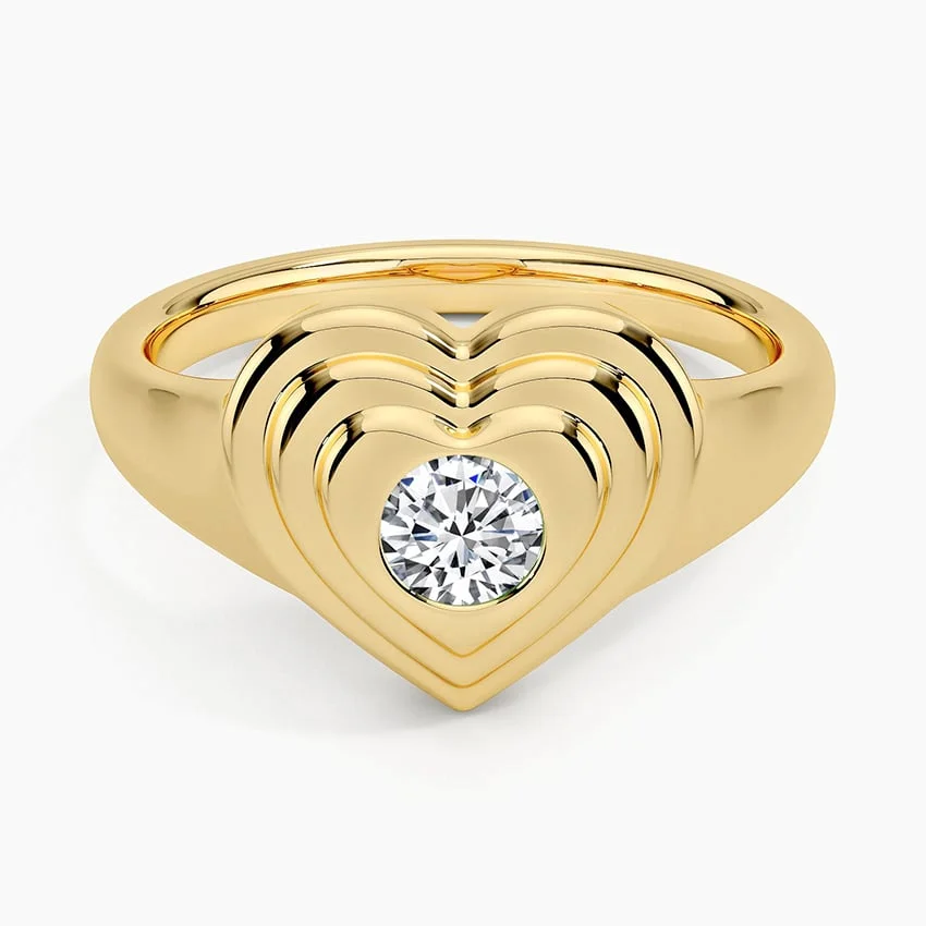 Diamond Heart Signet Ring
