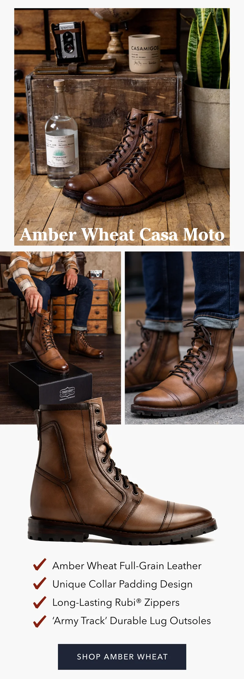 Amber Wheat Casa Moto Boots