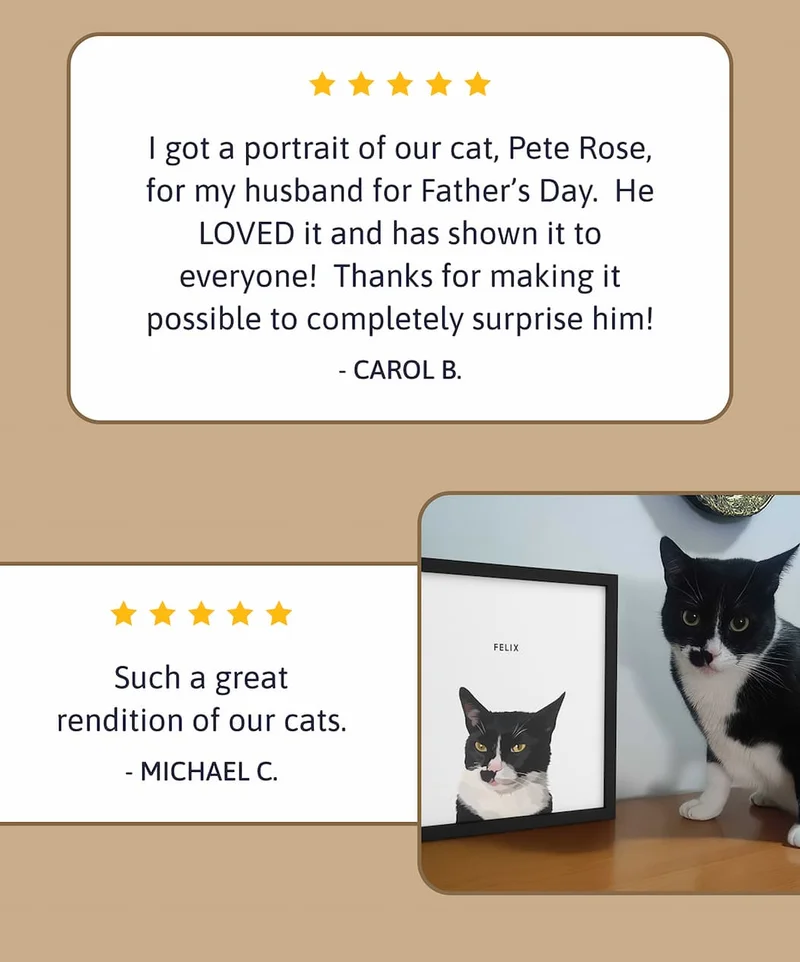 Such a great rendition of our cats. - MICHAEL C.