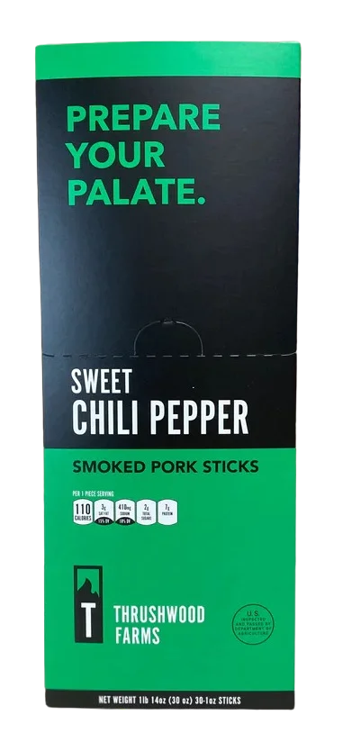 Image of Thrushwood Farms Sweet Chili Pepper Flavored Smoke Pork Stick (30 CT)