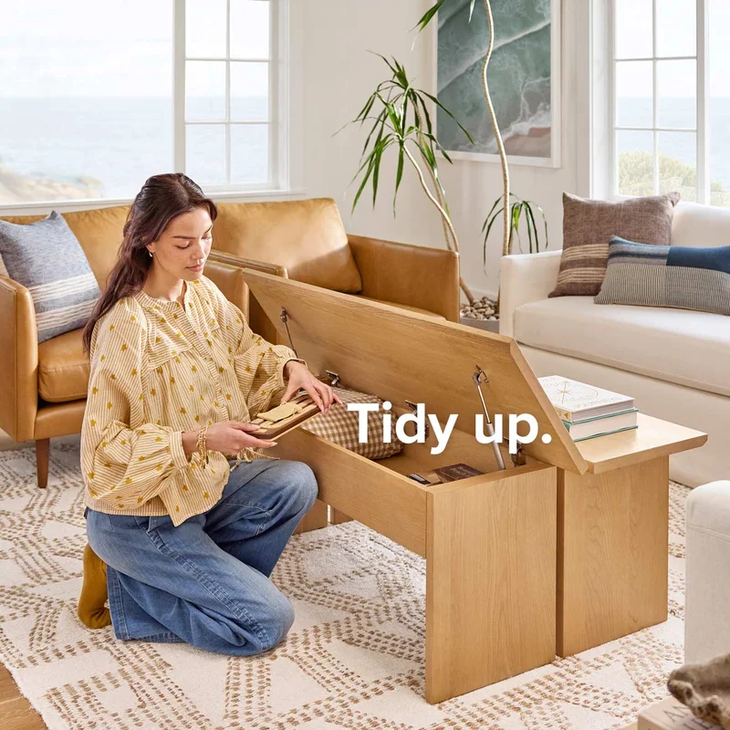 Tidy up with storage furniture. Clutter is the bane of every host’s existence.