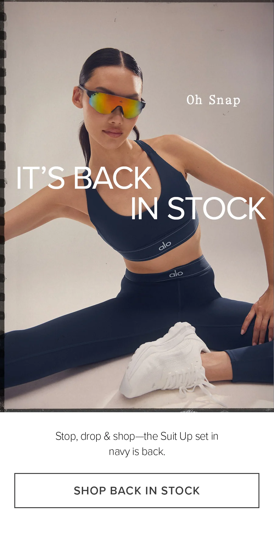 Oh Snap. It's Back in Stock. Stop, drop & shop-the Suit Up set in navy is back. SHOP BACK IN STOCK