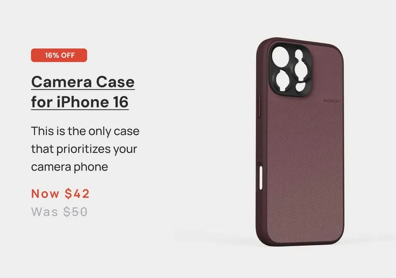16% off Camera Case for iPhone 16 Now $42