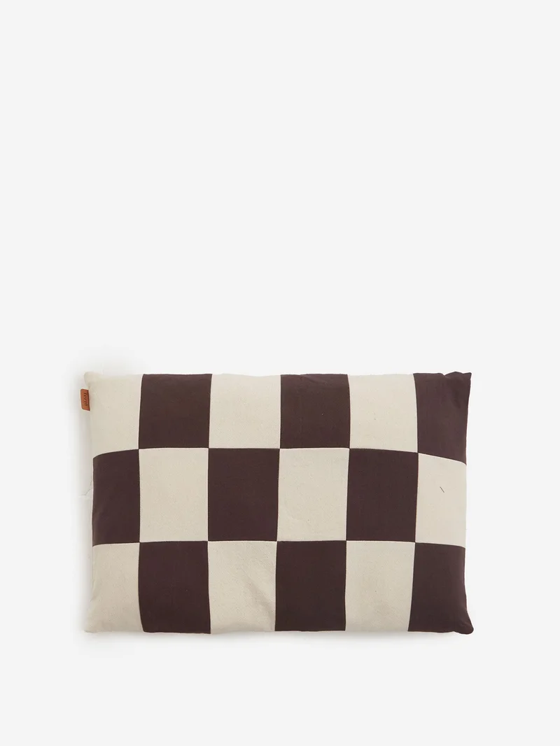Image of ferm LIVING Fold Patchwork Cushion - Coffee/Undyed